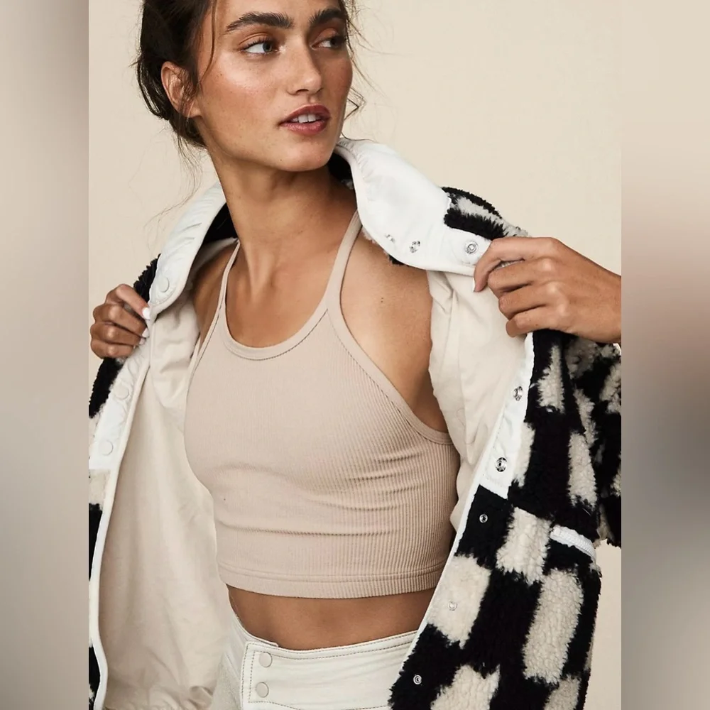 Free People NWOT Happiness Crop Tank in Stone Eagle Color, stretchy!